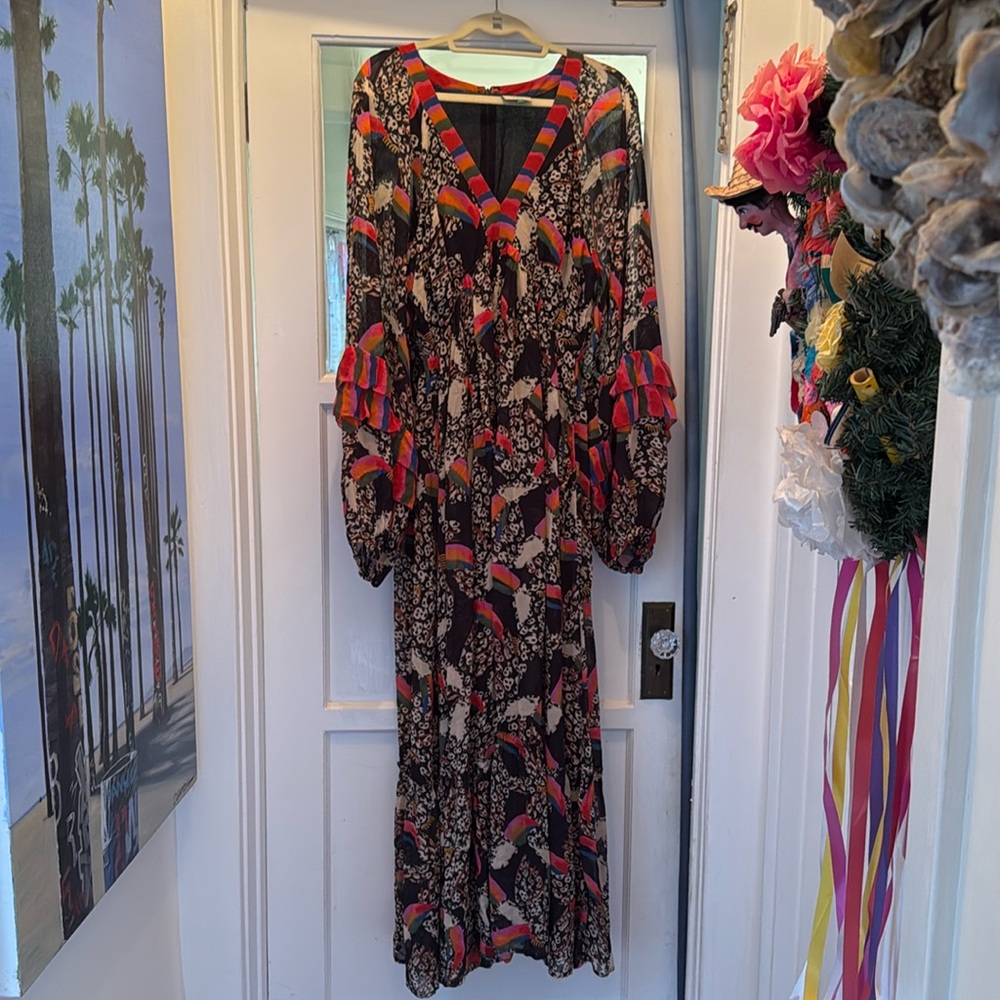 Farm Rio chiffon print full length dress